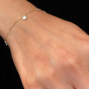Xinfly Parures de bijoux délicates en or massif 18 carats avec chaîne à billes, collier à maillons, bracelet et bague sertie de diamants de laboratoire, marque privée - Product Image 6