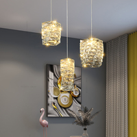 Nordique Moderne Led Verre Cristal Lumière Restaurant Pendentif Lumière Lustre pour Chambre En Acier Inoxydable Suspension Lampe