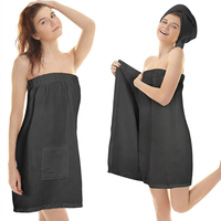 En gros OEM ODM Serviette de bain en coton gaufré réglable avec poches, séchage rapide et absorbante pour hôtel, spa, maison, douche
