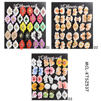 30PCS/kit Breloques en résine d'art d'ongle Kawaii faites à la main Design 3D Fleurs acryliques pour ongles