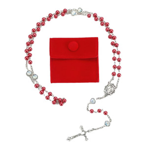 Rosario Personalizzato in Argento con Perle di Vetro e Crocifisso per Prima Comunione, Matrimonio o Regalo di Cresima - Product Image 6