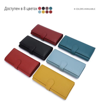 Dompet Panjang Wanita Kulit Asli Multi Slot Kartu Dompet Clutch Wanita Kapasitas Besar Dompet Ponsel Dengan Kancing Tekan Logo Kustom