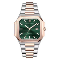 Montre sport mécanique authentique pour homme en acier inoxydable, cadran à aiguilles en cristal saphir, étanche 30m, cadran 42mm, fermoir papillon