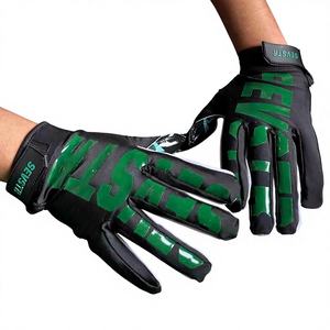 New Arrival Full-Finger Breathable Lightweight Anti-Slip American Football Receiver Gloves Adjustable <b>Wrist</b> <b>Strap</b> Hook Loop - Product Image 1
