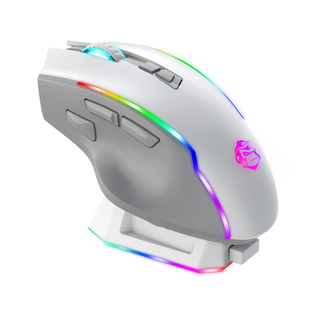 PCTENK XM80B Gaming Mouse RGB Wireless Three Mode PAW3325 10000DPI Sensor Low Latency Ergonomic 10 Buttons PC Gamer Charging