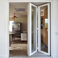 Porte pliante en verre pour patio en alliage d'aluminium imperméable et résistant aux ouragans, porte pliante en aluminium américaine