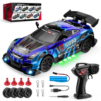 Voiture de drift RC haute performance 1:24, télécommande 2,4 GHz, 4 roues motrices permanentes, pneus interchangeables 2 vitesses, lumières LED