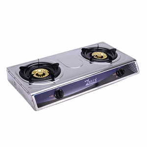 Table de cuisson à gaz double brûleur en acier inoxydable avec capuchons de protection, cuisinière de table pour la maison et l'hôtellerie - Product Image 1
