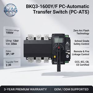 Commutateur de transfert automatique monophasé 3/4 pôles 8kA, capacité de coupure, classe PC, BKQ3-1600Y/<span class=keywords><strong>F</strong></span> 1600A double, approvisionnement direct usine - Product Image 1