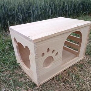 Nichoir pour animaux de compagnie en bois de pin, utilisé comme niche pour chats, pour que vos animaux aient une maison sûre et confortable - Product Image 5
