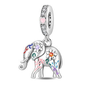 Codedog liontin manik-manik ornamen berlapis perak gajah pola bunga klasik perhiasan bagus DIY desain asli penjualan langsung pabrik - Product Image 1