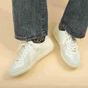 Baskets d'entraînement allemandes rétro décontractées en cuir pleine fleur, color-block, à lacets, pour l'été, à bout carré et antidérapantes - Product Image 6