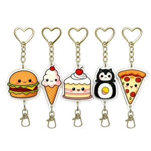 Kawaii Cartoon Food Acrylic Keychains Heart Hook Hamburger Ice Cream Cake Sushi Pizza Bag Charms <b>Kids</b> Gift Wholesale - Product Image 1