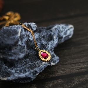 High End Waterproof Necklace Non Tarnish Long Designer Stainless Steel 18k <b>Gold</b> Plated Pear Diamond Necklace for Women - Product Image 2