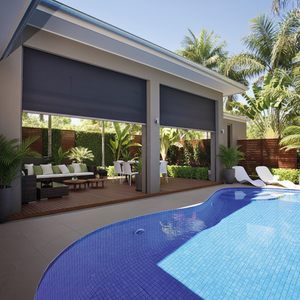 Mampara de Jardín Personalizada Mingyang, Pantalla Enrollable para Patio, Pérgola Motorizada, Impermeable, Resistente al Viento, Persianas Enrollables Retráctiles para Exteriores - Product Image 1