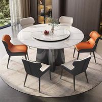 Table et chaises de salle à manger modernes convertibles en pierre frittée ronde pour hôtels et appartements