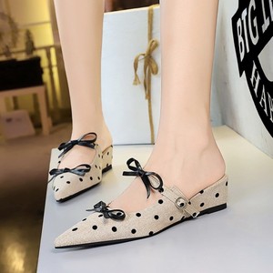 Zapatillas de tacón de punto con lazo, novedad de verano 2025, zapatos de punta, pantuflas sencillas y cómodas para mujer - Product Image 2