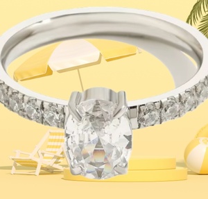 แหวนหมั้นสแตนเลสสตีลคุณภาพสูงกันน้ำจาก UM Jewelry สำหรับผู้หญิง ชุบทอง 18K ประดับเพชรซิคอนสไตล์วินเทจสำหรับงานแต่งงาน - Product Image 4