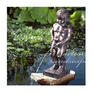 Современный открытый садовый декор, бронзовый фонтан для мальчика, фонтан для сада, статуя для мальчика, Писающий фонтан, NTBF-231C