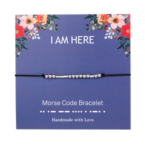 Bracelet en code morse personnalisé avec carte florale, bijou secret pour mariage, demoiselle d'honneur, mère, amies - Product Image 4