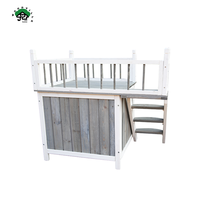 Chenil en bois pour chien Backyard Puppy Hut Abri intérieur pour animaux avec échelle et balcon