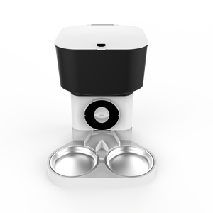 Distributore automatico di cibo per cani e gatti a doppia ciotola, doppia alimentazione, con telecomando, ricaricabile, in acciaio inox, grande capacità 7L. - Product Image 1