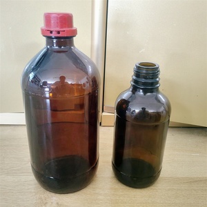 Commercio all'ingrosso 500ml 1000ml 1 litro vite superiore ambra bottiglia di <span class=keywords><strong>vetro</strong></span> chimico reagente per laboratorio con tappo di plastica - Product Image 1