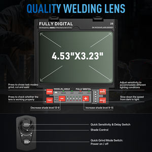 <span class=keywords><strong>Casque</strong></span> de soudage panoramique léger à écran <span class=keywords><strong>LCD</strong></span>, rechargeable par batterie Type-C et énergie solaire, ANDELI 2025 1112, OEM - Product Image 4
