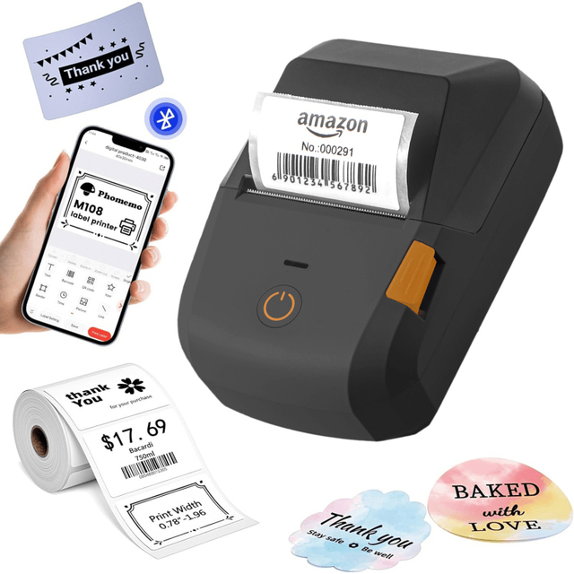 Portable Thermal Inkless Label Maker Printer for Home/Office/Business with 1 Pack 50x30mm White Label