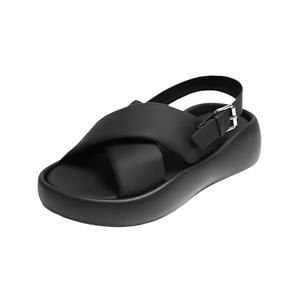 Crisscross Strap Platform <b>Sandals</b> Solid Color X-strap Flat <b>Closed</b> <b>Toe</b> <b>Sandals</b> Women's 2025 Summer Platform Beach <b>Sandals</b> - Product Image 1