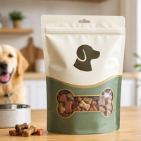 Sachet Doypack personnalisé avec logo imprimé pour l'emballage d'aliments pour chiens, avec fenêtre en forme d'os pour les friandises pour animaux de compagnie