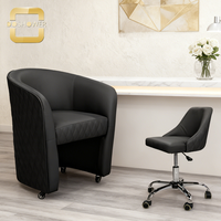 Chaise de technicien personnalisée pour salon de coiffure avec ensemble chaise client et chaise employé pour salon de manucure beige