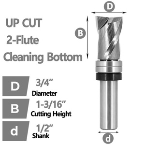Brocas de enrutador de ajuste al ras de carburo sólido, cojinete de vástago Upcut para recorte de patrón de plantilla de madera, vástago de <span class=keywords><strong>1</strong></span>/2" - Product Image 2