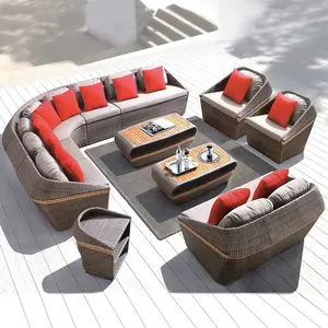 Outdoor rattan sofa combination balcony rattan chair hotel courtyard Nordic leisure villa creative single bamboo and rattan sofa