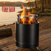 Rauchfreie Edelstahl-Tischfeuerstelle für Draußen, 7 Zoll Mini Tragbare Holzfeuerstelle für Terrasse und Camping