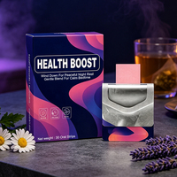 Complément alimentaire botanique en film oral dissolvable, 30 bandes, base naturelle foncée, dégradé violet-rose, motif vague fluide