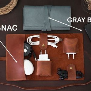 Étui de chargeur en cuir PU écologique de luxe, organisateur de câbles, grande capacité, style classique durable, sac de voyage - Product Image 2