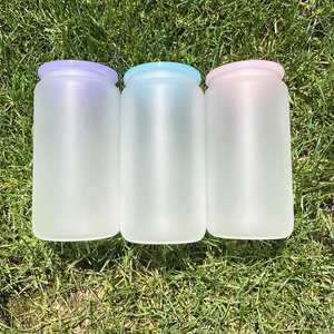 Verres à bière en forme de canette, entrepôt USA, 16oz, vierges pour sublimation, avec couvercle en plastique et paille - Product Image 4