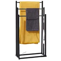 3 Tier Towel Rack Organizer Retractable Over the Door Towel Holder with  Hooksfor Storage of Bathroom Towels (Black)
