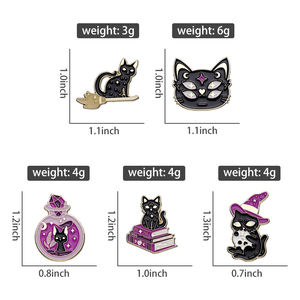 Siyah kedi emaye Pin cadı şapkası Punk Crystal kristal tıp arkadaşlar toptan şişe kitap takı aksesuarları yaka hediye cadılar bayramı - Product Image 6