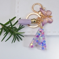Porte-clés en forme de sac à main en gros, pendentif avec lettre capitale 26, porte-clés avec lettres anglaises, porte-clés en résine, pendentif en acrylique brillant