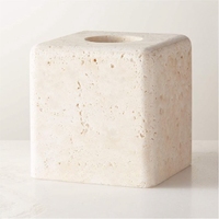 Stonekocc 1 ensemble de 4 pièces en marbre travertin beige naturel, ensemble de salle de bain, plateau de rangement divers, boîte à mouchoirs