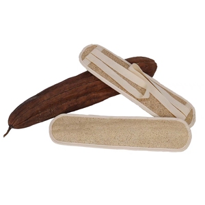Natural Loofah Long Modern Bath <b>Brush</b> Rubbing Towel with Melon Shape Strap for Back <b>Scrubbing</b> - Product Image 1