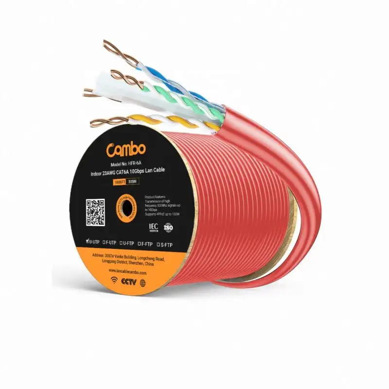 Serie CAM BO alta Freouencycmp H-FR linea 23AWG Cat6a cavo 100% rame nudo/BC Pass Fulke 100 metri Cat6a