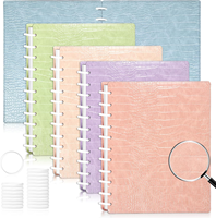 Couverture en cuir personnalisable Discbound Planner Rose Vert-Couverture pour ordinateur portable Disc Set Letter Size 9 11.5in Discbound Notebooks
