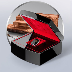 Glossy Piano Lacquer <b>Watch</b> Box Single Slot Luxury Wooden Jewelry Storage <b>Case</b> Red Velvet Lining Custom Gift Packaging - Product Image 1