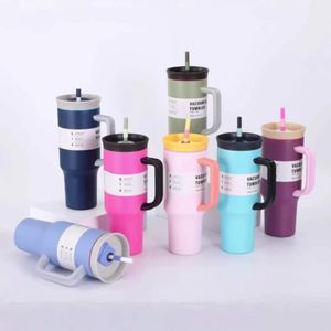 Custom Logo 40Oz Stainless Steel Tumbler Handle <b>Straw</b> Bulk Insulated Modern Travel Mug Coffee Cold <b>Drink</b> Promotional Gift - Product Image 2