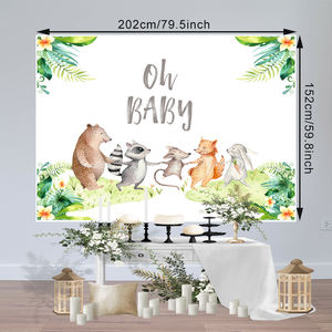 <span class=keywords><strong>Sfondo</strong></span> di fotografia di doccia animale del fumetto dell'acquerello per la decorazione della bandiera della parete di rivelazione di genere della festa di compleanno - Product Image 5