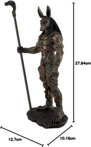 Statua Artistica in Resina Dipinta a Mano del Dio Egizio Anubis con Testa di <span class=keywords><strong>Cobra</strong></span> e Scettro, Altezza 26,7 cm, Collezione Tema Amore - Product Image 6