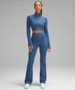 กางเกงเลกกิ้งออกกำลังกายผู้หญิงสไตล์ใหม่ ซิปหน้า เนื้อผ้านุ่มลื่น เอวสูง ระบายอากาศดี ทรงขาบาน เหมาะสำหรับฟิตเนส กีฬา และโยคะ - Product Image 2